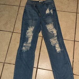 Distressed Blue Jeans